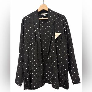 VTG Lauren Alexandra 100% Silk Old Money Y2K Luxury Abstract Dot Blazer Large